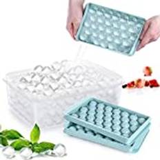 Lonnalee Ice Cubes Tray 2 Pack, Ice Cubes Container med lock, 33 iskuber, lätt att lossa Ice Cube Tray, BPA-fri och LFGB-certifierad, lufttät stapelbar för frysen, öl, whiskey (Blue)