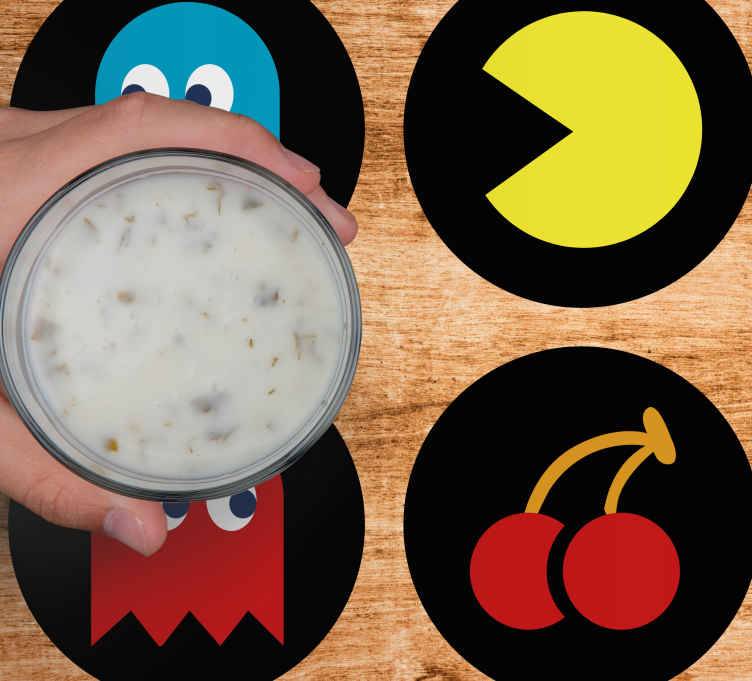 Pac man speluppsättning geeky glasunderlägg