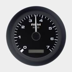 Varv- & timräknare för utombordare / bensinmotor Veethree Black Premier, imfri, Ø86 mm, 12 V, generator / tändspole, svart, 0 - 7000 rpm