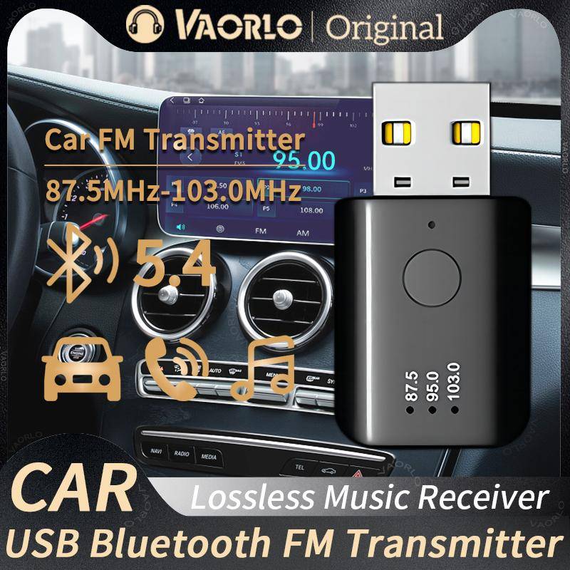 Bluetooth 5.4 FM-sändare med mikrofon Handsfree-samtal USB Trådlös adapter Förlustfri Stereo Musik Ljudmottagare För Bil FM-radio