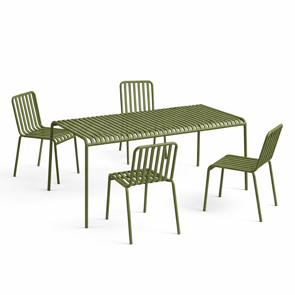 HAY Palissade Sæt Table L170 x 4 Palissade Chair - Olive