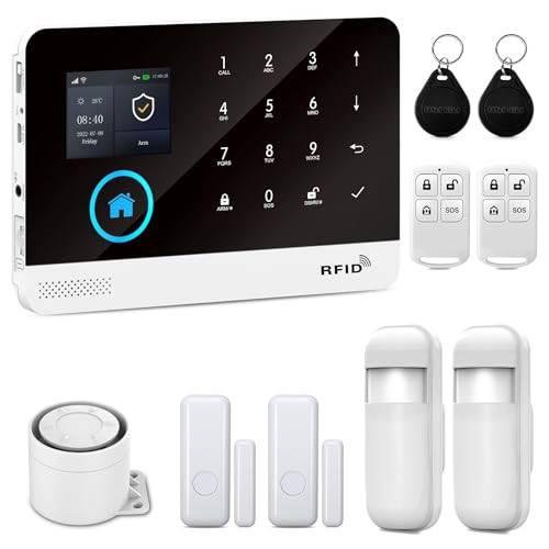 XNY WiFi hemlarmsystem, trådlöst 4G-larmsystem för hemsäkerhet med APP-varning, 10-delat kit, rörelsedetektor, dörrfönstersensor, siiren, arbete med Amazon Alexa och Google Assistant
