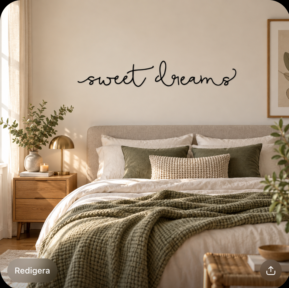 Textdekal med citatet "Sweet dreams"