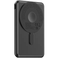 Urban Vitamin Redwood 5in1 5000mah 20WPD magnetisk powerbank med logotyp, Företagsgåvor - svart