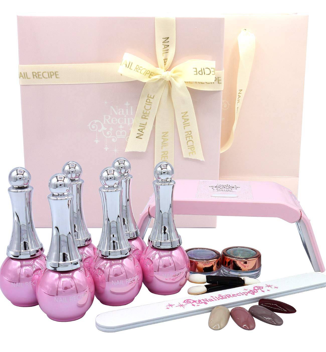 Nailrecipe Nail Recipe Gel Nail Kit, Easy At-Home Treatment, Self-Gel Nail Set (Gift Set, Stylish Colors)