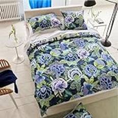 Påslakan, rosa Damaskus, indigo, 260 x 240 cm, Designers Guild