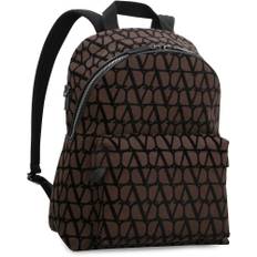 Valentino Garavani, Taske, Herre, Brun, ONE SIZE, Læder, Iconographe Canvas Rygsæk med Læderdetaljer