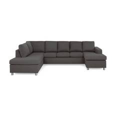 U-soffa Nevada XXL Divan Höger - Mörkgrå Grå,Krom Basic Home