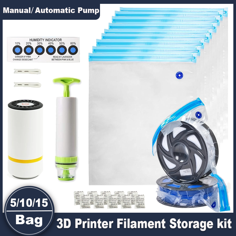 3D Printer Filament Vacuum Storage Bag Kit with Pump, Reusable Sealed Moisture Proof Dustproof Dryer for PLA ABS PETG Filaments