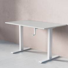 Höj och sänkbart skrivbord - Standard med vev, Storlek 120x70 cm, Bordsskiva Ljusgrå, Stativ Vit