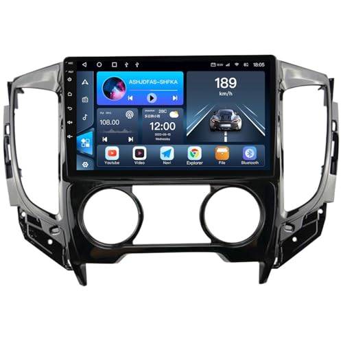 Android 15 Bilstereo Radio För Mitsubishi L200 2015-2019 med trådlös Carplay Android bil, 9 tums pekskärm bilspelare radio Bluetooth WiFi GPS AHD Backkamera(A,8-Core(2G+32G))