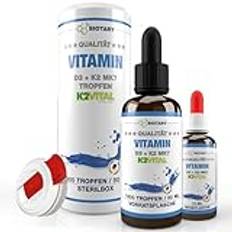 VITAMIN D3 K2 MK7 (K2VITAL®), 50 ml = 1 800 droppar, inklusive STERILBOX + reseflaska, högdoserad 1 000 I.E. = 25 µg D3 + 20 µg K2, hög biotillgänglighet tack vare MCT C8-olja, 99,7+%All-Trans