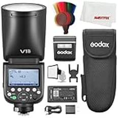 Godox V1 PRO N V1PRO-N V1N PRO V1PRON TTL runt huvud kamerablixt för Nikon, 76Ws HSS 1/8000s, inbyggt litiumbatteri, LED-modellering, lnnovativ extern blixt SU-1