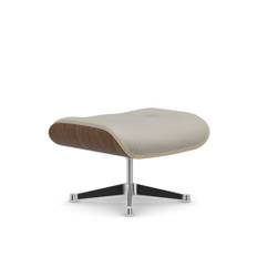 Vitra - Lounge Ottoman, White-pigmented Walnut Polished base, Leather Cat. Leather Premium 73 - Fodskamler - Charles & Ray Eames - Grå - Metal/Træ