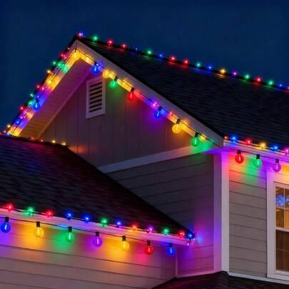 G40 LED flerfärgade julbelysning, utomhusträdgårdsglobljusslinga för uteplats, gård, matsal, fest, bröllop, juldekoration (14m 25 glödlampor,26m 50 glödlampor)