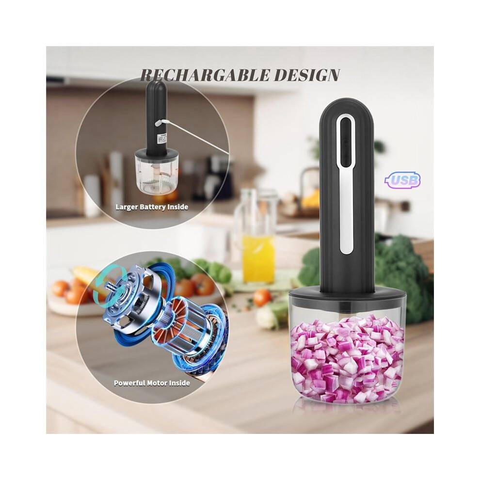 Electric Meat Grinder Electric Food Chopper USB Rechargeable Meat Grinder with 4 Cups and 2 Slicers