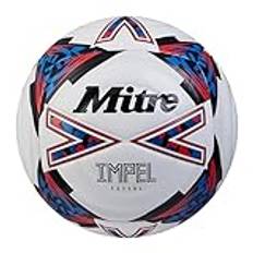 Mitre Impel Futsal Fotboll | Inomhusboll | Lågstudsande fotboll, vit/svart/haklapp röd, 4