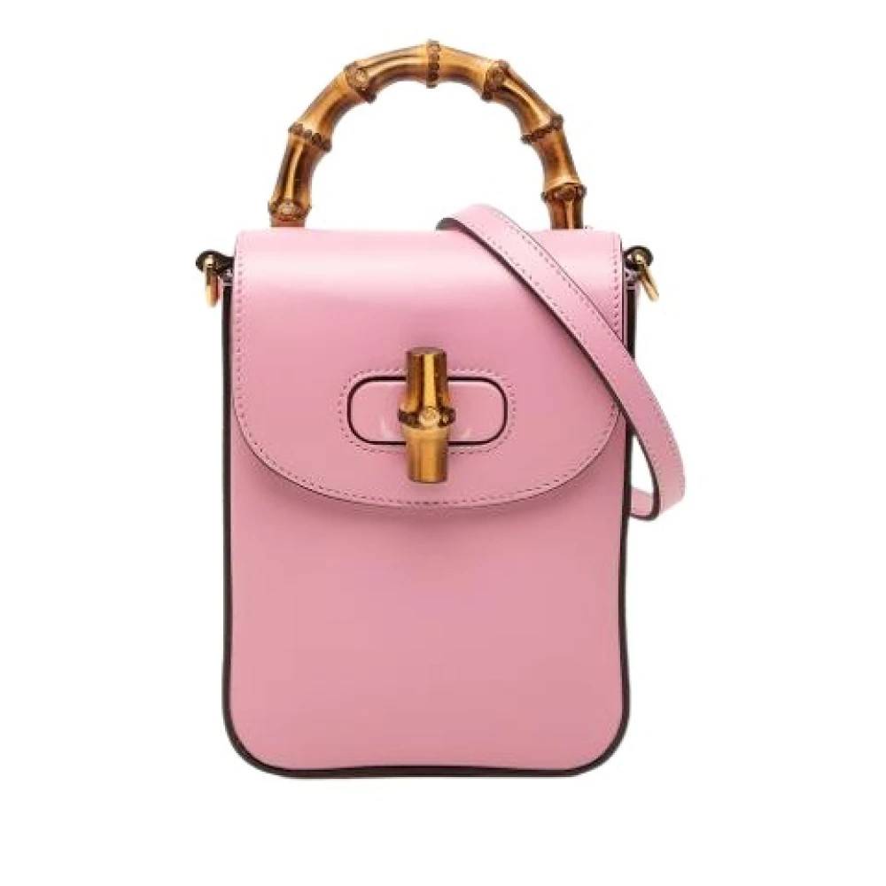 Gucci Vintage Pre-owned Mini Bamboo Satchel - Vintage - Dame - Lyserød - ONE SIZE - Uld