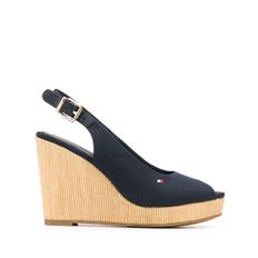 Tommy Hilfiger - Elena slingback-sandaler - dam - bomull/bomull/läder/gummi - 38 - Blå