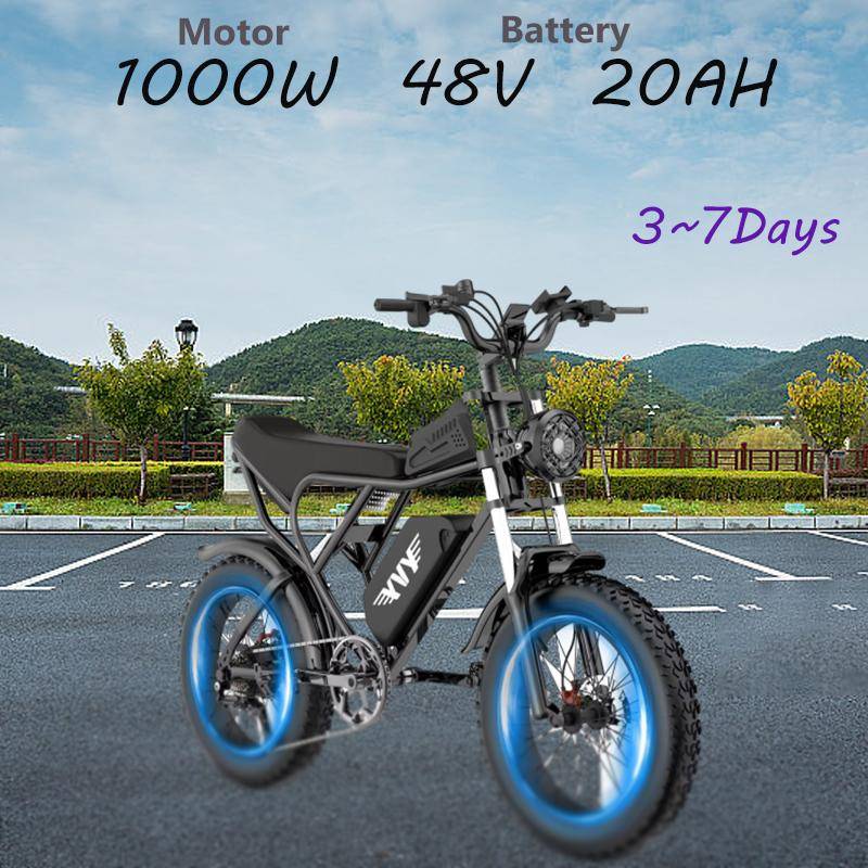 Ridstar C20 52V40AH 2000W Elcykel Dubbelmotor Batteri 20 * 4,0-tums Uppblåsbara Däck Elcykel Berg Snö Vuxen Låg Kolfibercykel svart