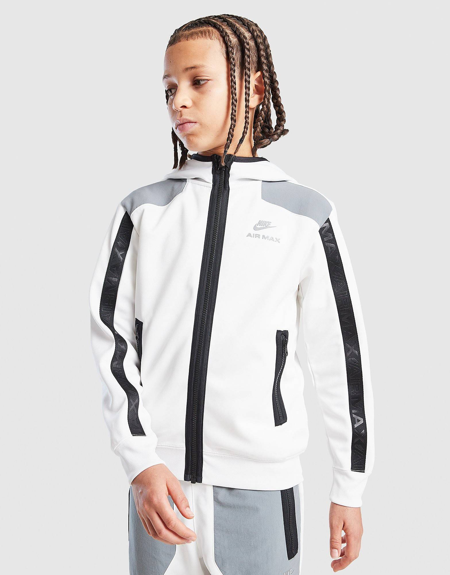 Nike Air Max Full Zip Hoodie Junior, Hvid