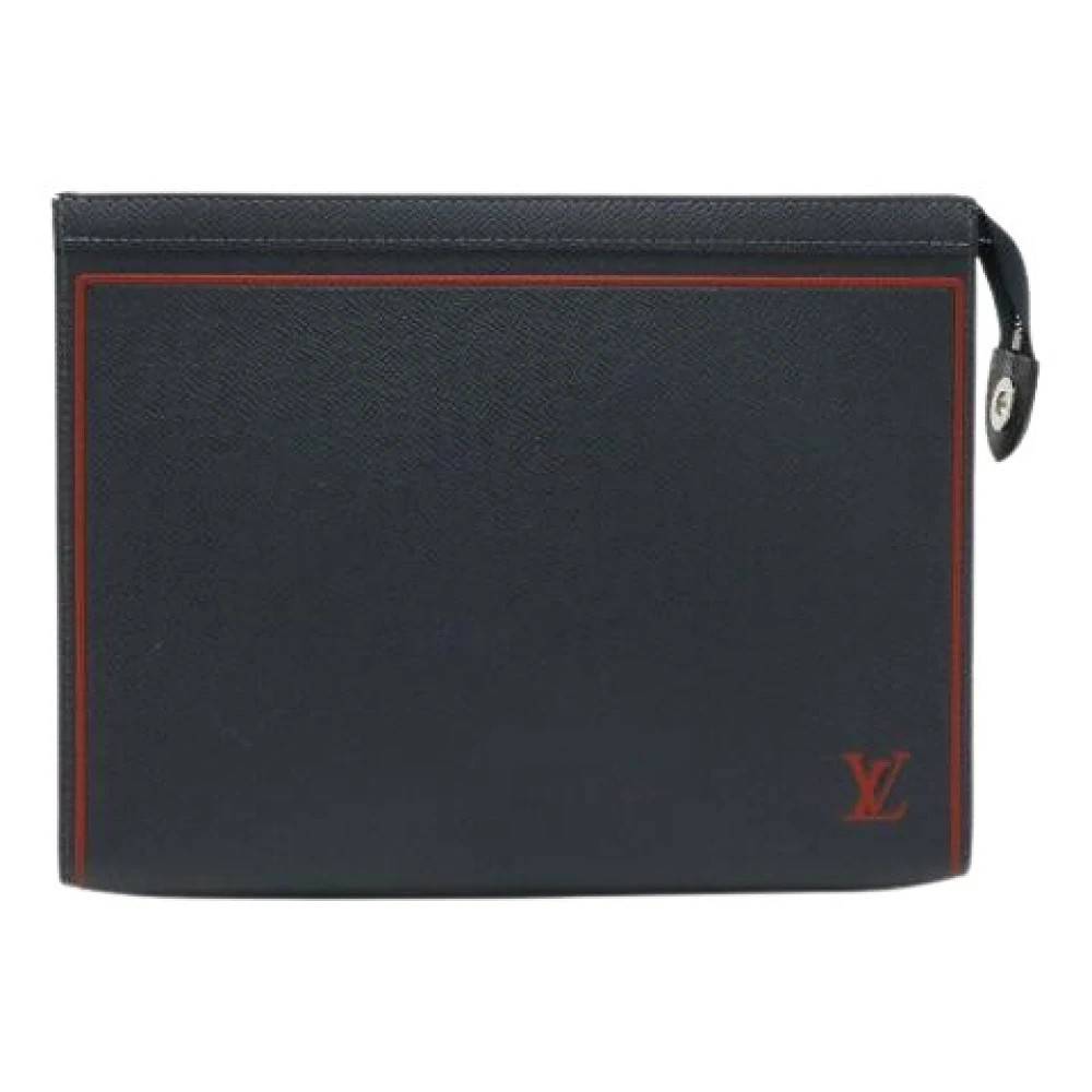 Louis Vuitton Vintage Pre-owned Pochette Voyage MM Kalveskind Clutch Taske - Vintage - Dame - Blå - ONE SIZE - Læder