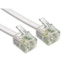 Alida Systems ® 15 m ADSL-kabel – premiumkvalitet/guldpläterade kontaktstift/höghastighetsinternet bredband/router eller modem till RJ11-telefonuttag eller mikrofilter/vit