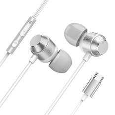 GepAs Type C Earphones iPhone 15 Earphones Wired with Microphone HIFI Sound Quality Volume Adjustment Heavy Bass with Remote Control High Sound