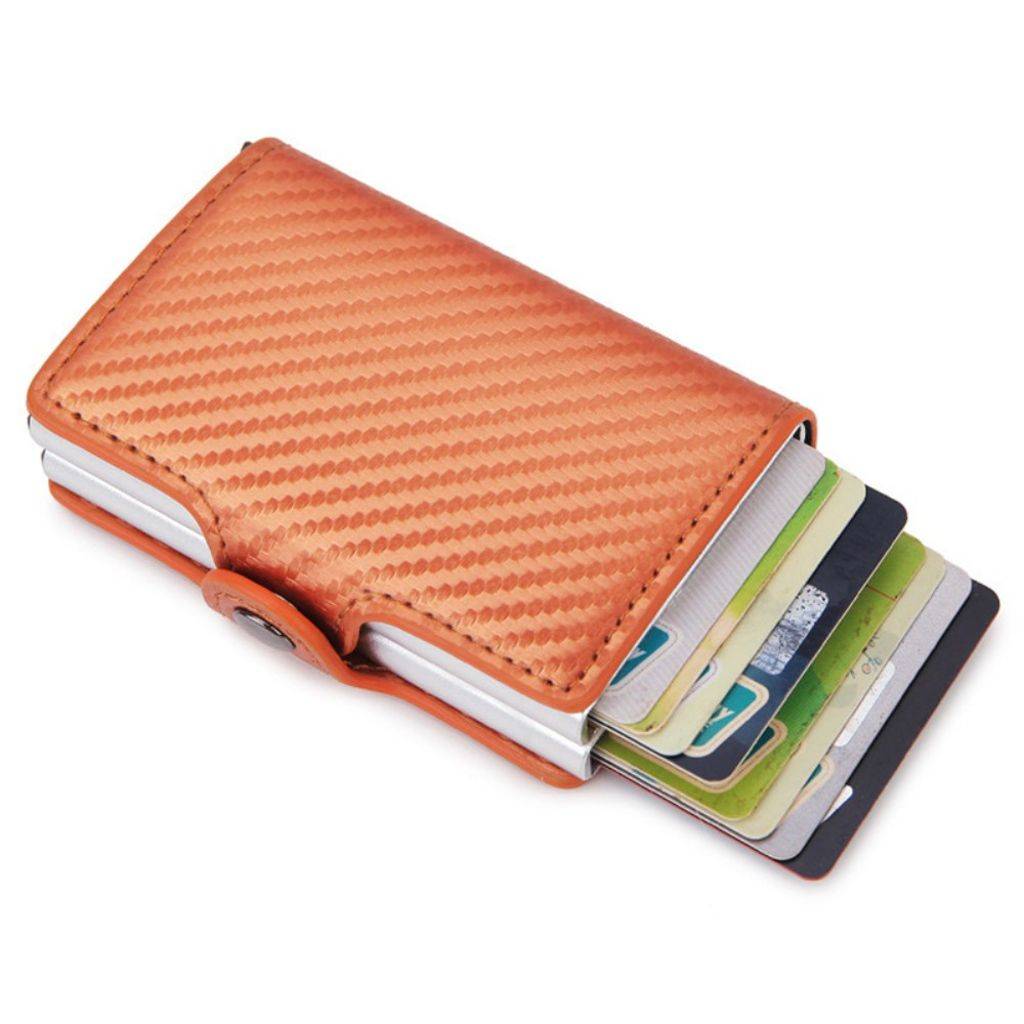 Korthållare RFID-blockerande PU-läder/Aluminiumlegering - Orange