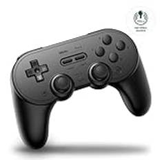8Bitdo Pro 2 Bluetooth Controller for Switch, Hall Effect Joystick Update, Wireless Gaming Controller for Switch, PC, Android, and Steam Deck & Apple (Black Edition)