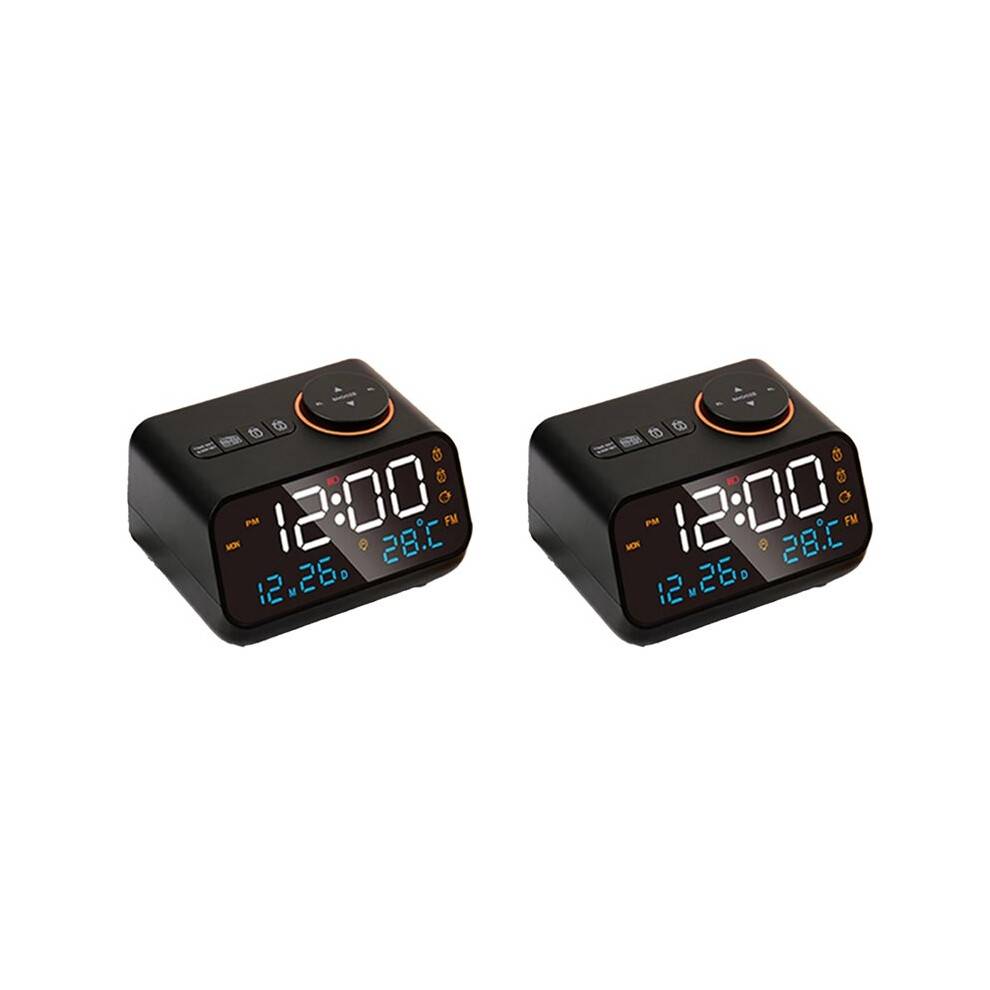 2X FM Radio LED Alarm Clock Digital Table Calendar with Temperature Thermometer Humidity Hygrometer(B)
