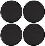 (Set Med 1/2/4) Rund Stolsdyna I Bomullslinne, Halkfri Sittdyna Med Elastiska Knytkrokar, Restaurangkök Kontor Högdensitetsskum Sittdynor (Color : Black, Size : 35 * 35cm(4 Packs))