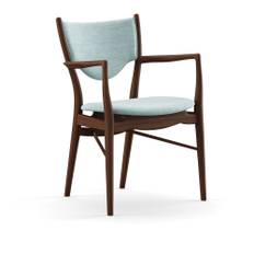 House of Finn Juhl - 46 Armstol, Walnut, Cat. 1 Remix 823 - Matstolar - Finn Juhl - Träfärgad,Blå - Trä/Textilmaterial
