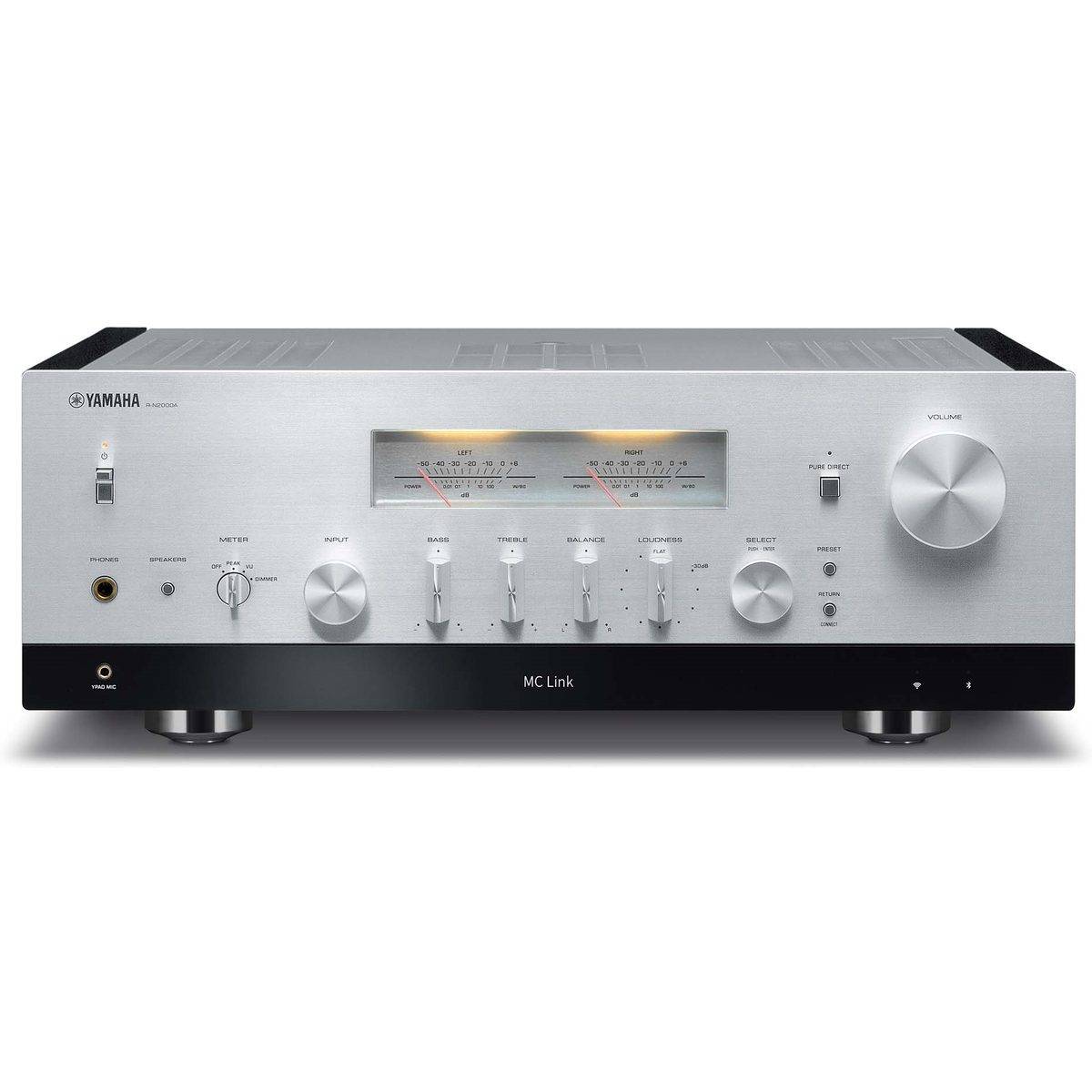 Yamaha R-N2000A silver - Stereo integrerad transistorförstärkare, Spotify, Apple Music, Deezer, Amazon Music, Tidal, Qobuz, Napster, Pandora