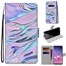 Samsung Galaxy S10 fodral, SATURCASE vacker PU-läder flip magnet plånbok stativ kortplatser handrem skyddande fodral för Samsung Galaxy S10 (DH-9)