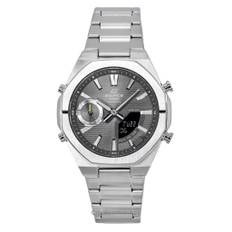 Casio Edifice Analog Digital Smartphone Link Stainless Steel Grey Dial Quartz ECB-S10D-8A 100M Men's Watch grå