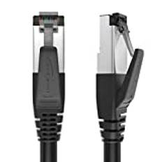 KabelDirekt – CAT8 Ethernet-kabel – 10 m – Internet-/nätverkskabel med brottsäker design och blixtsnabba bithastigheter på 40 Gbps (CAT8.1, idealisk för Gaming/PS5/Xbox/Switch, RJ45-kontakt, svart)