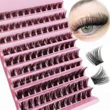 Franskluster 120 st. klusterfransar 8-16 mm spetsiga individuella fransförlängningar naturliga fransar D-böjda fluffiga klusterfransar gör-det-själv-ö - Svart
