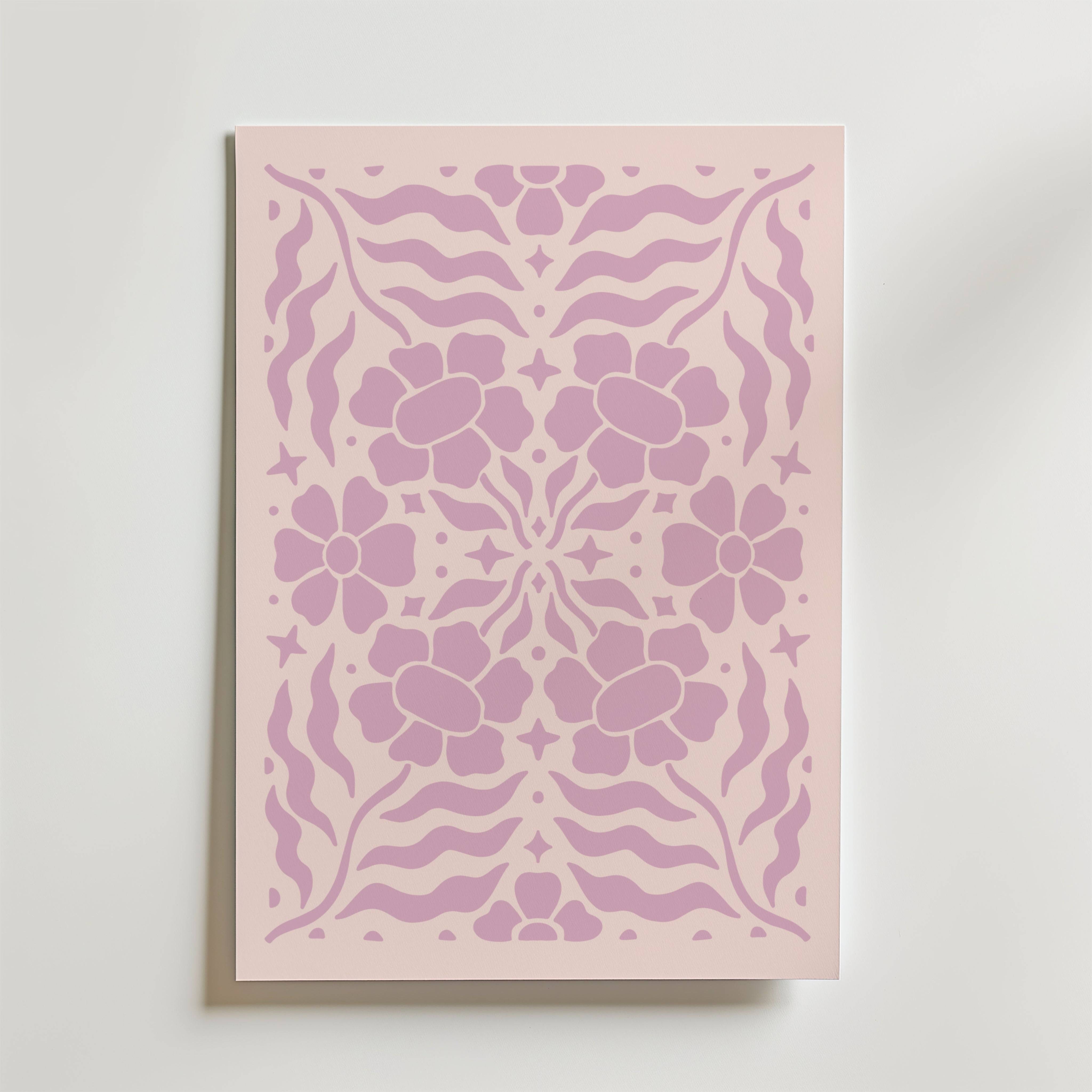 Lavender Floral Symmetry Poster - Fine Art Poster 40x50 cm