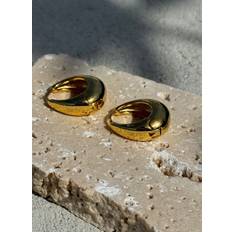 Gold Waterproof Drop Hoop Earrings - ONESIZE