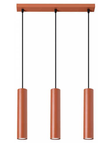 LAGOS Loftlampe i stål 45 x 5 cm 3 x GU10 - Rødorange