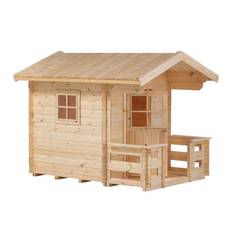 Plus Legehus 134×134 cm + 58 cm terrasse - ubehandlet - inkl. tagpap - 167410-1