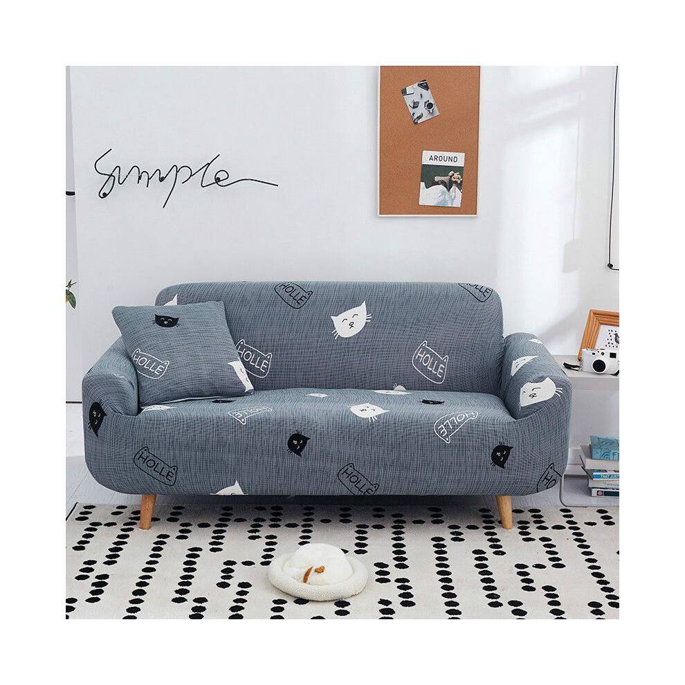(Cat,1pcs 45*45cm Pillowcover)Geometric Flower Pattern Slipcover 1234 Seater Sofa Protective Antislip Cover