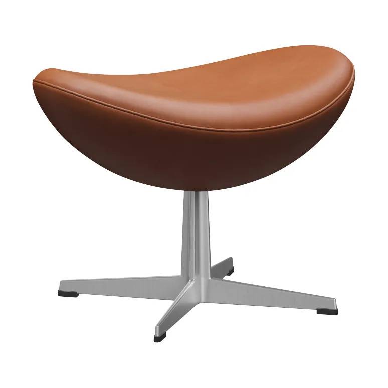 Fritz Hansen Ägget 3127 fotpall Leather Grace Walnut-steel