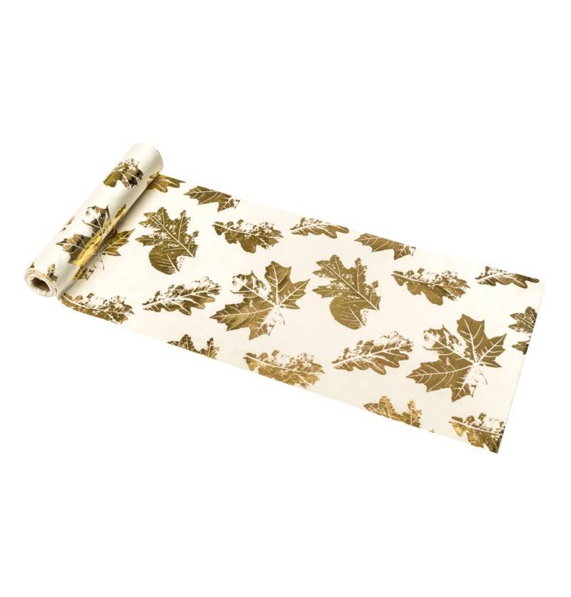 Velour Guldblad Bordløber Creme
