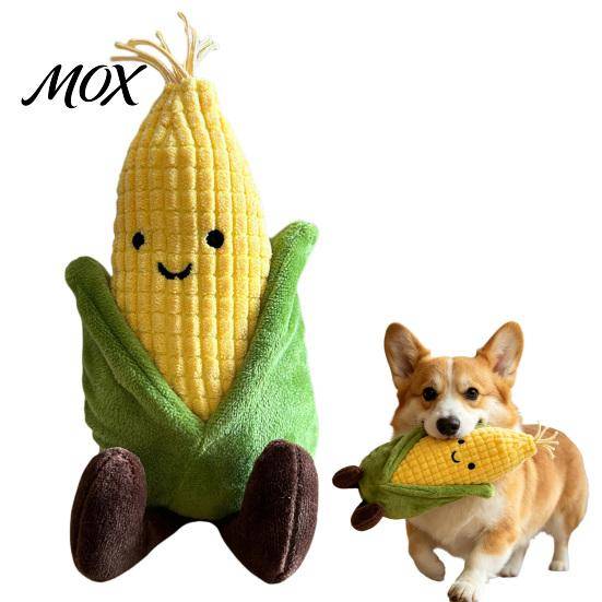 Squeaky Plush Toys for Small Dogs Corn Dog Toy, Stuffed Chew Soft Fabric Puppy Teething Toy to Medium Cute Cartoon