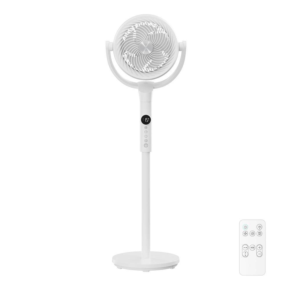 Støjsvag søjleventilator med fjernbetjening - oscillation, timer og højdejusterbar - Cloud White