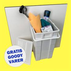 PURE WHITE affaldsspand 10,5L inkl. låg og hank + ophængsbeslag til smal montering