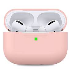 AHASTYLE Silikon Hülle für Airpods Pro Schutzhülle und Haut Case für AirPods Pro [Front-LED Sichtbar] [Kabelloses Laden] Kompatibel mit Airpods Pro 2019 (Ohne Karabiner, Rosa)