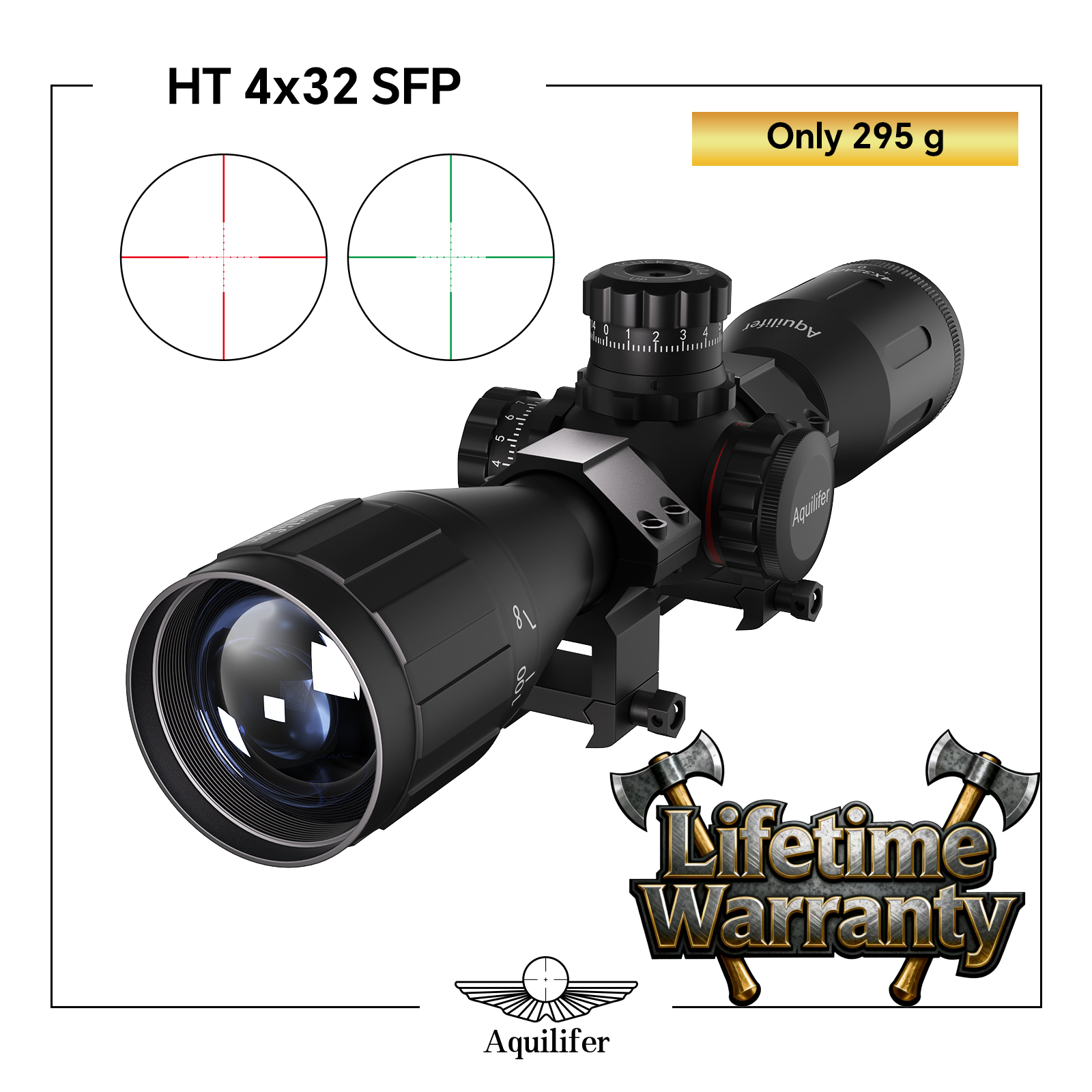 Aquilifer 4x32 Hunting Scope Rilfe Scope 22LR FMC Glass Fully Multi Coated AO Parallax Adjustment for Outdoor Hunting Use